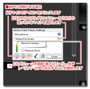 マイクの設定を確認します